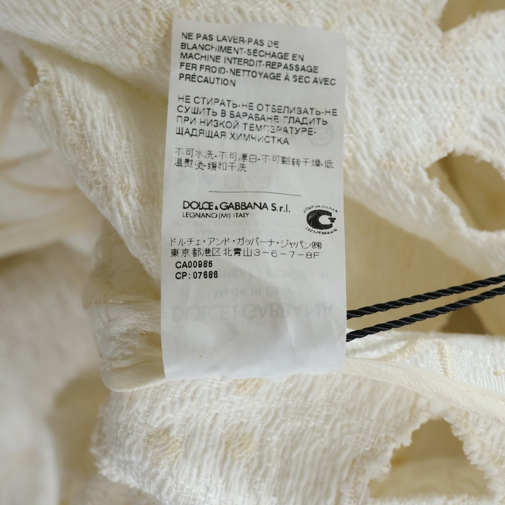 DOLCE & GABBANA(ドルチェアンドガッバーナ) フラワー総柄ジャガード カットアウト スナップボタン チェスターコート ホワイト レディース F0H66T