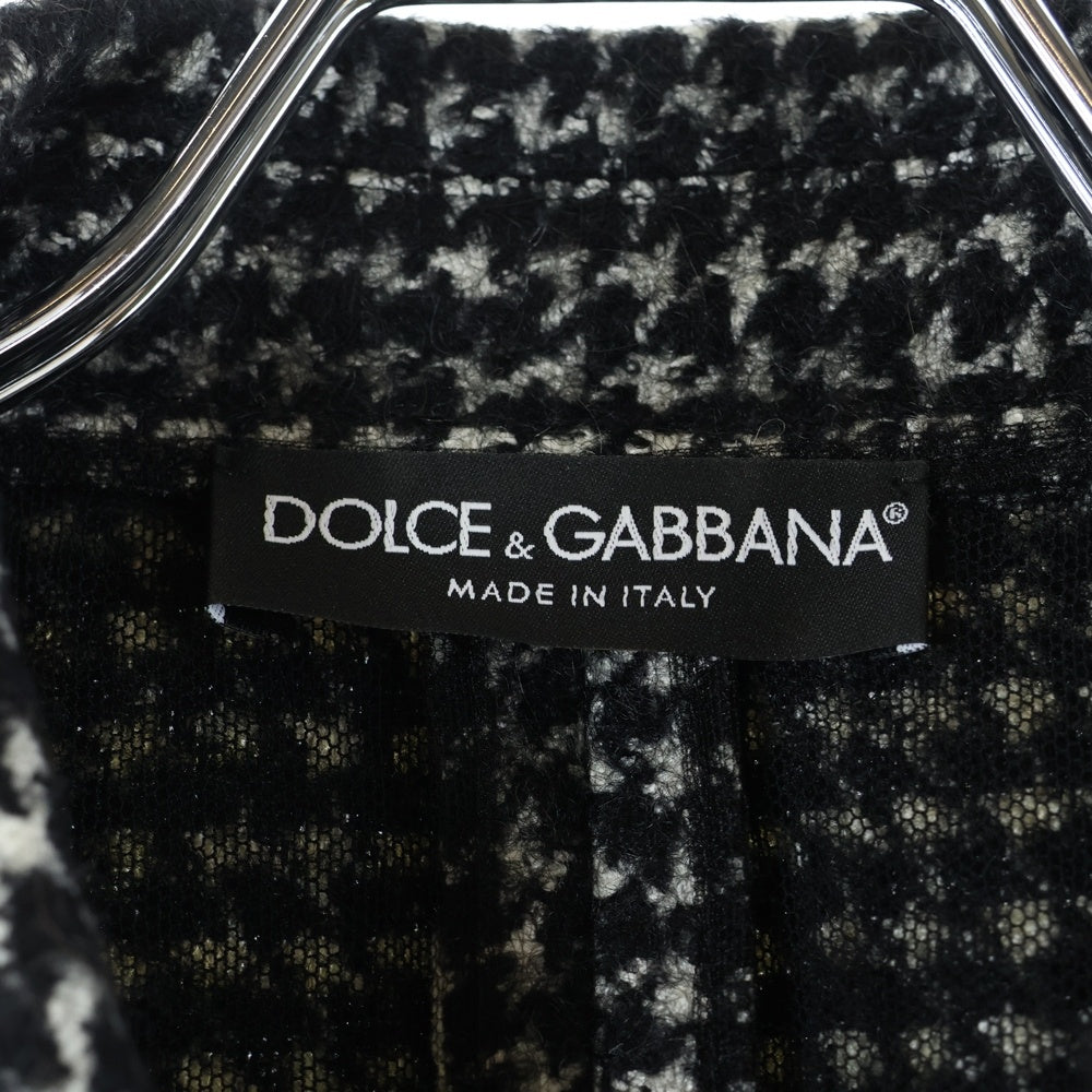 DOLCE & GABBANA(ドルチェアンドガッバーナ) ウールツイード カットオフ チュールレイヤード スナップボタン ジャケット ブラック レディース F28Q2T/FMMEZ