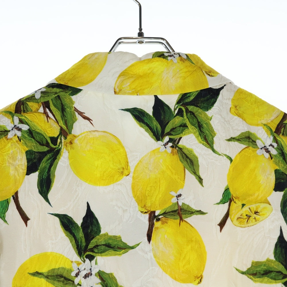 DOLCE & GABBANA(ドルチェアンドガッバーナ) レモン 総柄プリント スナップボタン ジャケット ホワイト/イエロー レディース F28C4Z