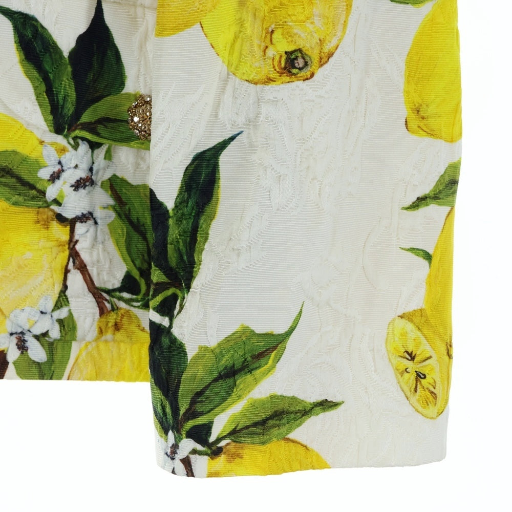 DOLCE & GABBANA(ドルチェアンドガッバーナ) レモン 総柄プリント スナップボタン ジャケット ホワイト/イエロー レディース F28C4Z