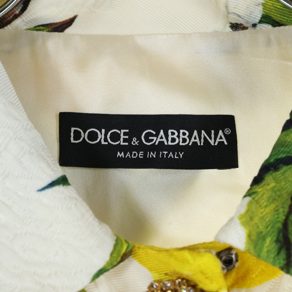 DOLCE & GABBANA(ドルチェアンドガッバーナ) レモン 総柄プリント スナップボタン ジャケット ホワイト/イエロー レディース F28C4Z