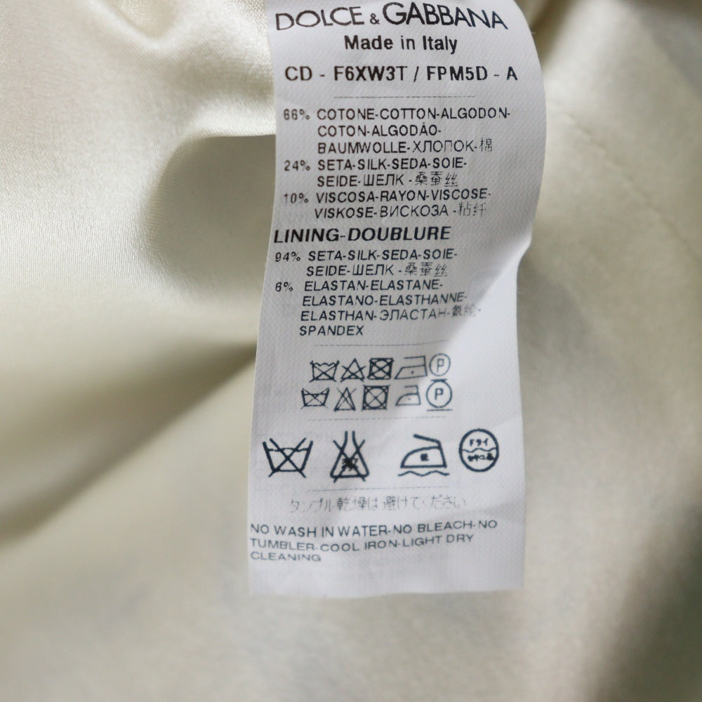 DOLCE & GABBANA(ドルチェアンドガッバーナ) フラワー総柄 プリント ジャガード クルーネック ノースリーブ ミディアムワンピース ホワイト レディース F6XW3T