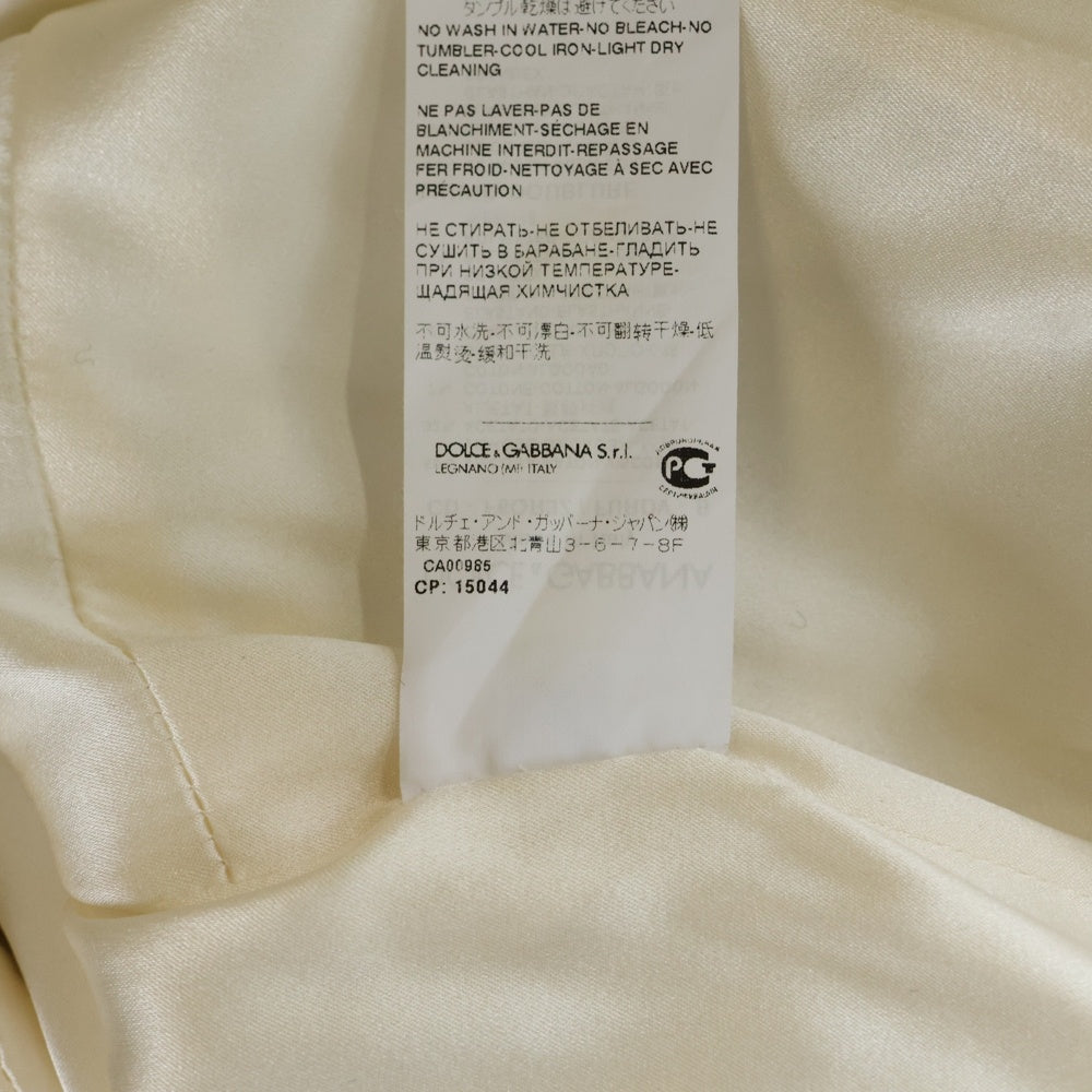 DOLCE & GABBANA(ドルチェアンドガッバーナ) コード刺繍 総柄 ビスコース アセテート クルーネック 半袖ミディアム ワンピース ホワイト/ブラック レディース F6QR3Z