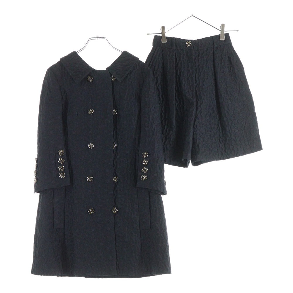 DOLCE & GABBANA(ドルチェアンドガッバーナ) セットアップ ダブルブレスト ロングジャケット コート 2タック ショート ハーフパンツ ショーツ ブラック レディース F0C92T