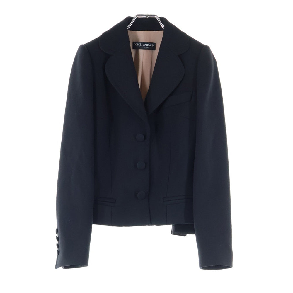 DOLCE & GABBANA(ドルチェアンドガッバーナ) ラウンドラペル スナップボタン 3B テーラードジャケット ブラック レディース F265CT