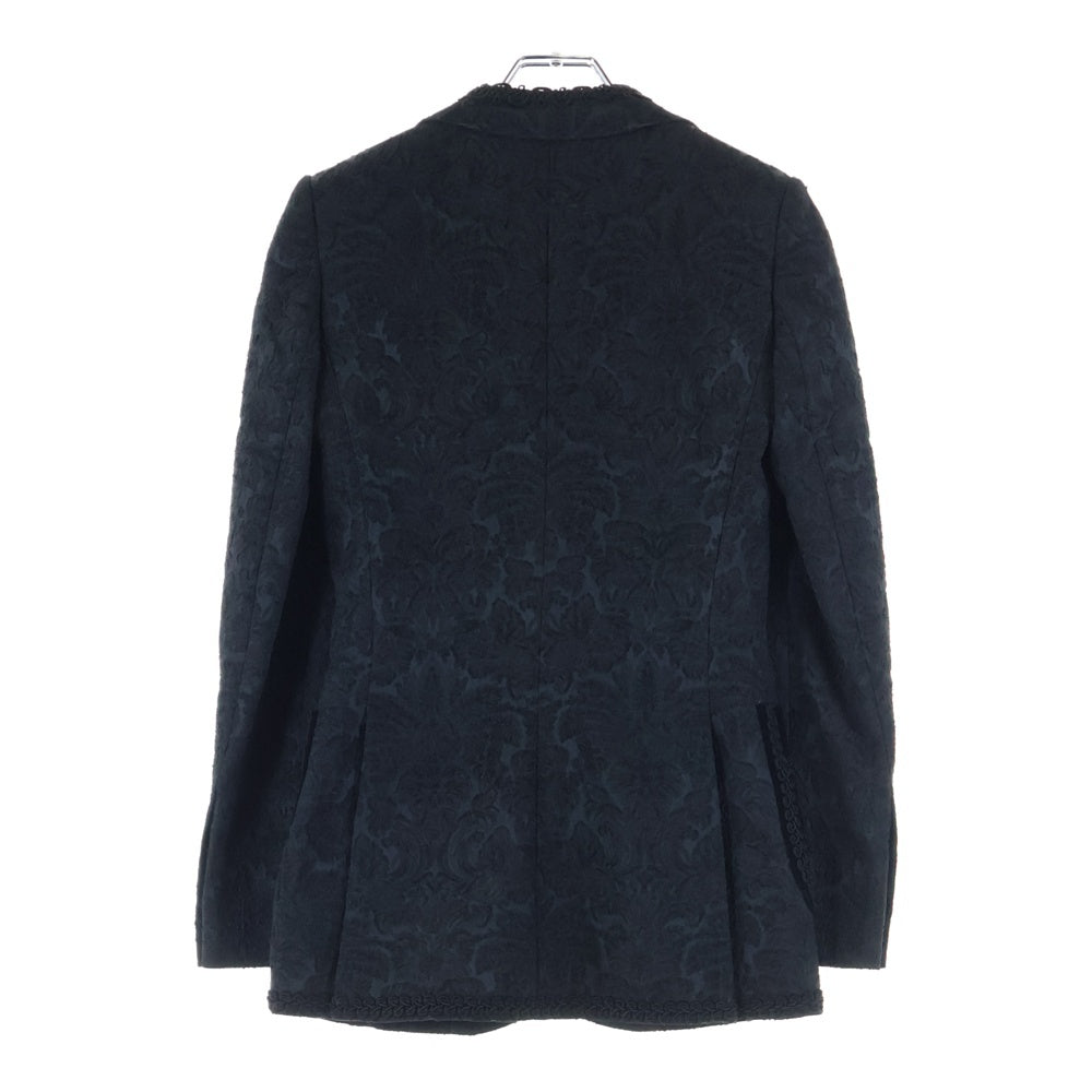 DOLCE & GABBANA(ドルチェアンドガッバーナ) セットアップ フラワー総柄ジャガード コード刺繍 ピークドラペル 2B テーラードジャケット ハイライズ スラックスパンツ ブラック レディース F29P7Z