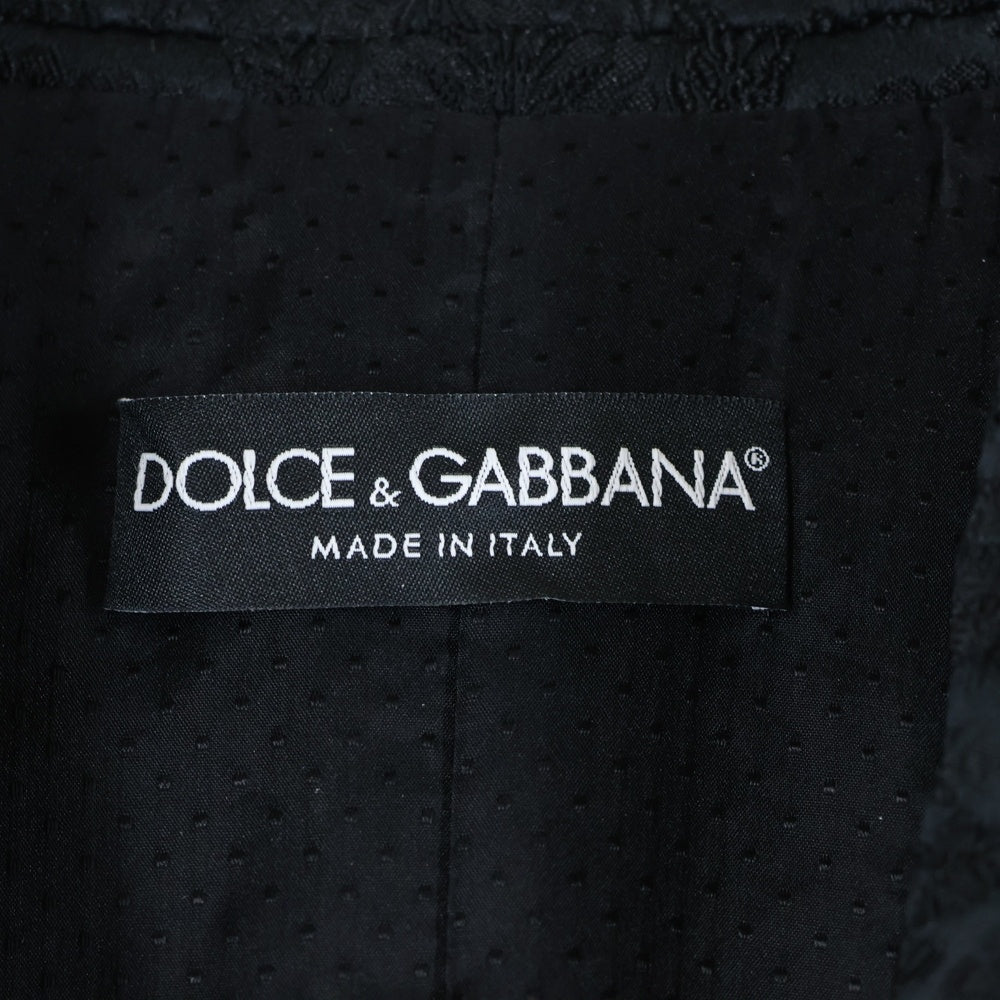 DOLCE & GABBANA(ドルチェアンドガッバーナ) セットアップ フラワー総柄ジャガード コード刺繍 ピークドラペル 2B テーラードジャケット ハイライズ スラックスパンツ ブラック レディース F29P7Z