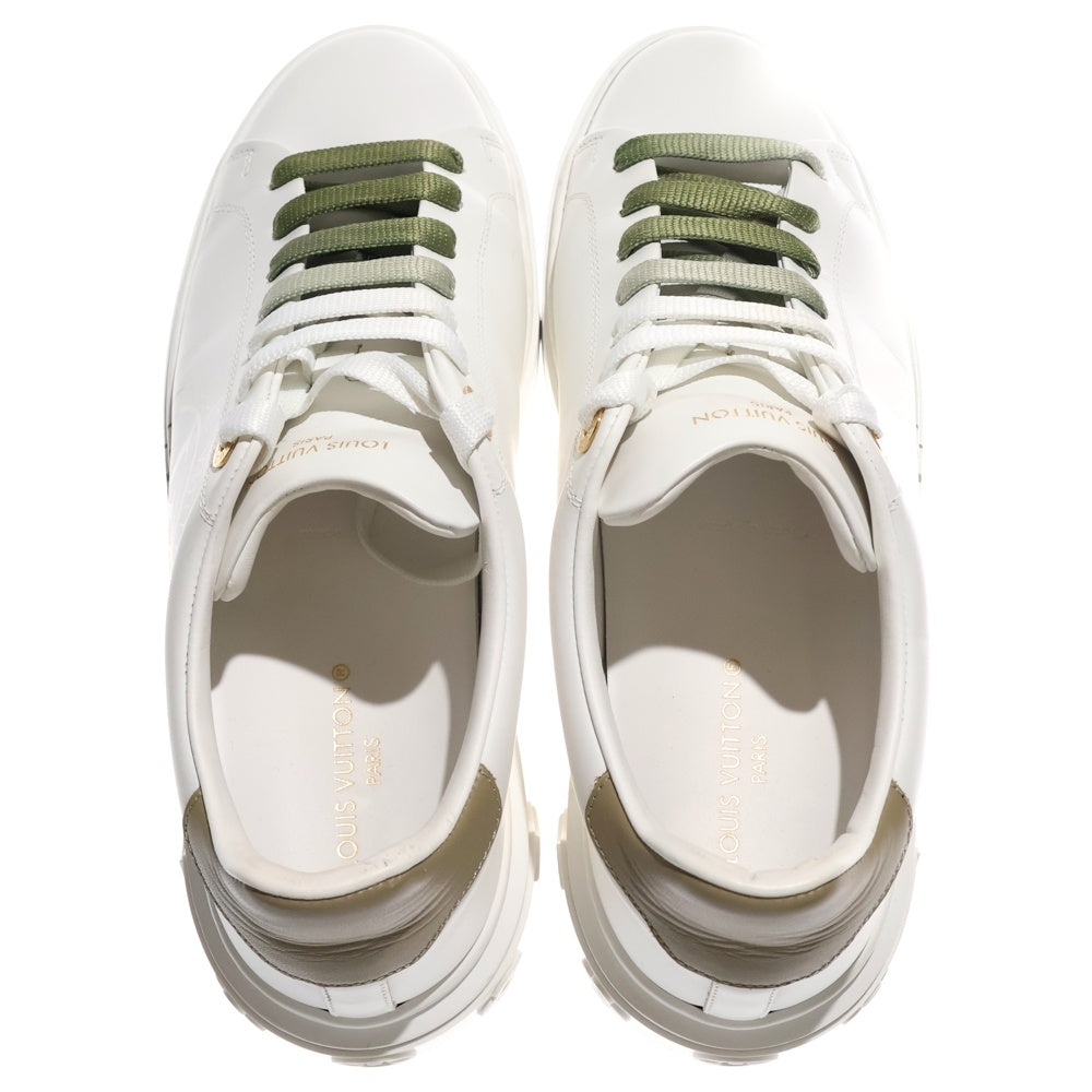 LOUIS VUITTON(ルイヴィトン) タイムアウト ライン モノグラム ロゴプリント レザー レースアップ ローカットシューズ スニーカー ホワイト/カーキ 1AA1C1 レディース