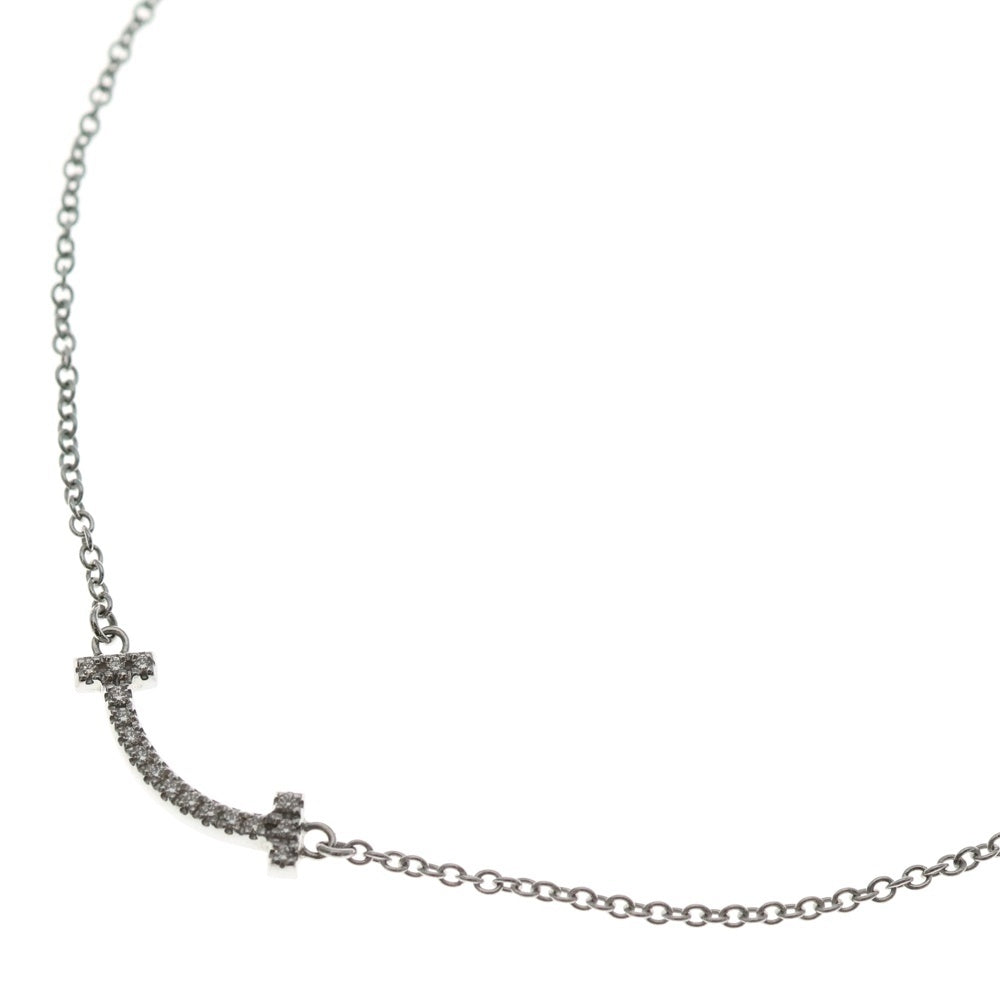 TIFFANY & Co.(ティファニー) Tスマイル ミニ ダイヤネックレス ペンダント チェーン シルバー Au750 2.4g レディース