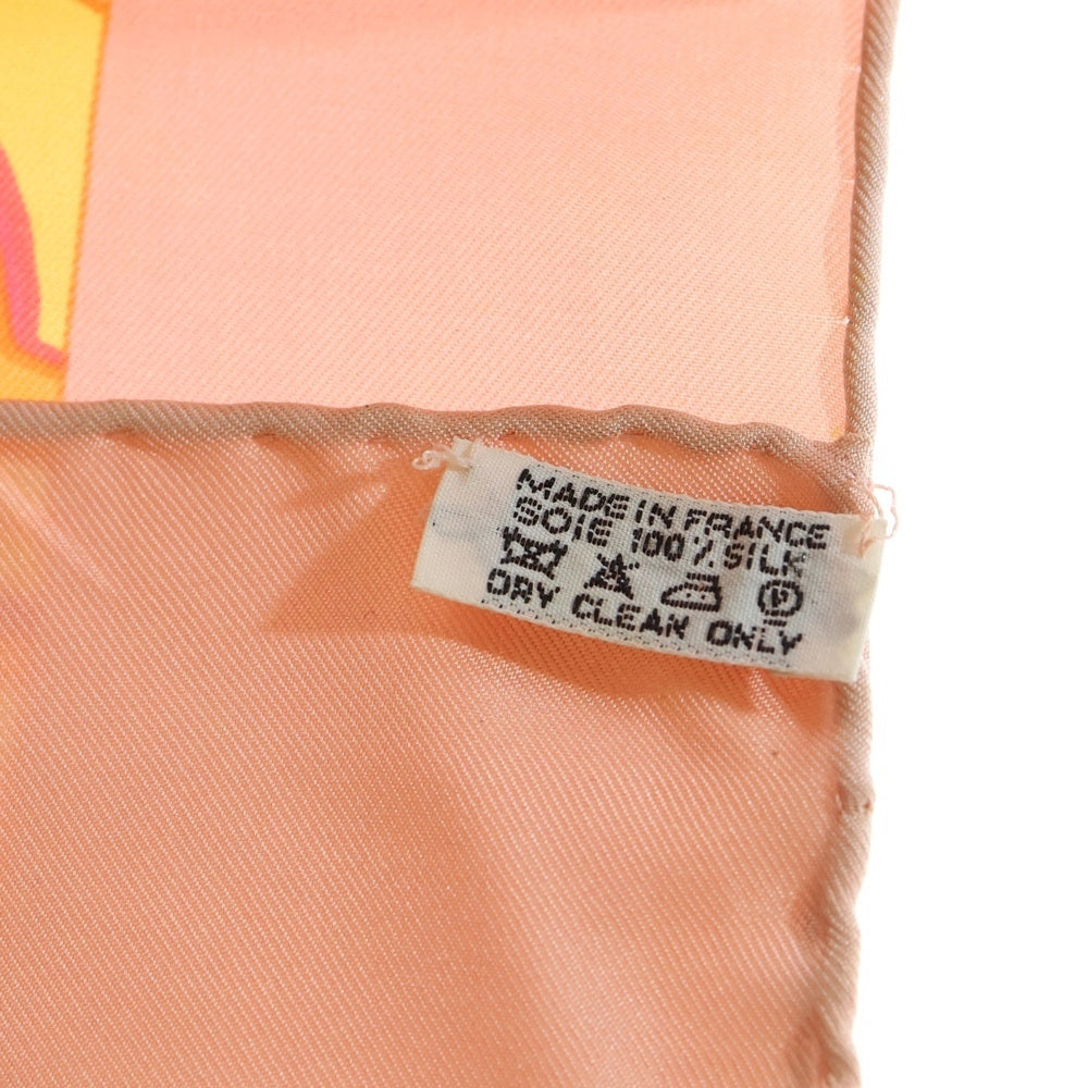 HERMES(エルメス) カレ90 GRANDS FONDS 深海 シルクスカーフ オレンジ×ピンク レディース