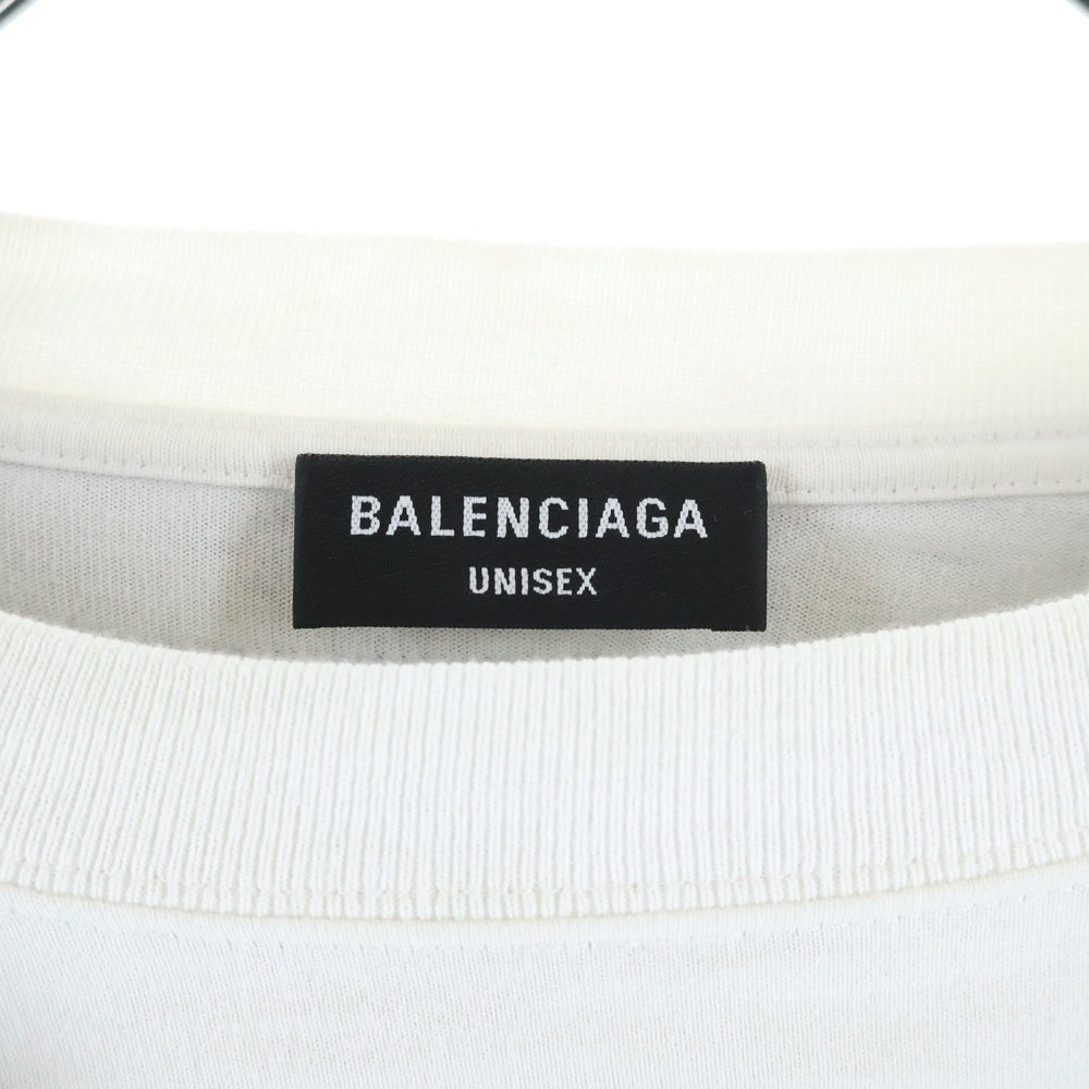 BALENCIAGA(バレンシアガ) 21AW ラバーワッペンロゴ Tシャツレイヤード Vネック 長袖ニット セーター ブラック/ホワイト 678555