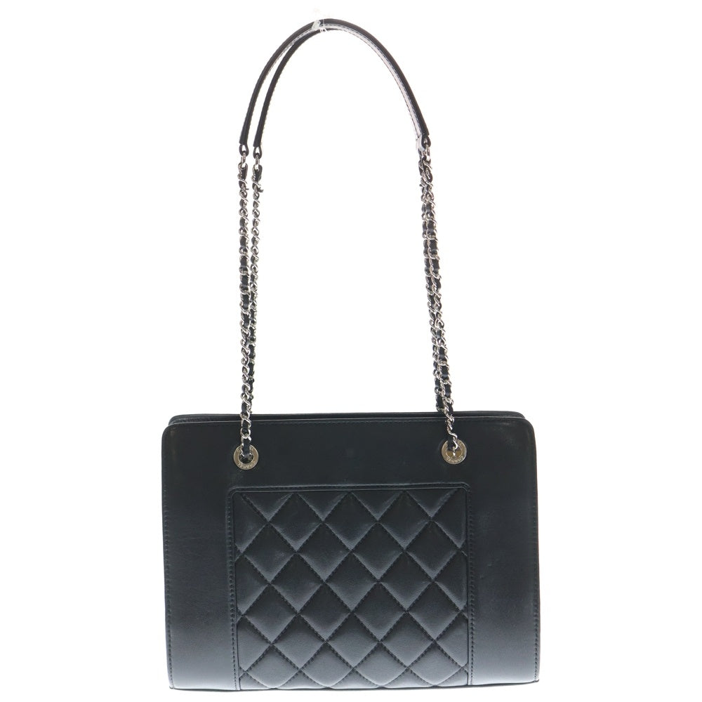 CHANEL(シャネル) マドモアゼル マトラッセ ココマーク ラムスキン レザーチェーントートバッグ ブラック SV金具 A93087 レディース