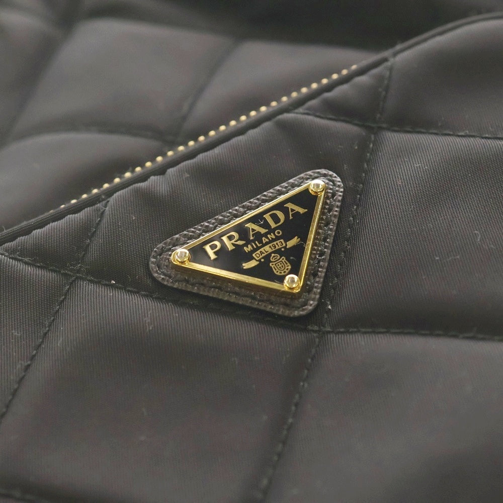 PRADA(プラダ) リナイロン デュエット バケットバッグ ハンドバッグ チェーンバッグ ミニバッグ ショルダーバッグ ブラック ナイロン 1BH038 ゴールド金具 レディース