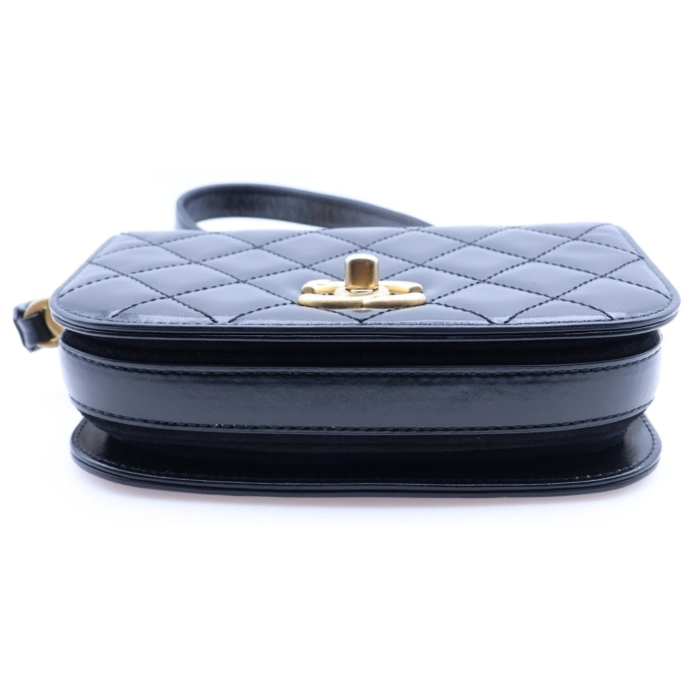 CHANEL(シャネル) ココマーク ミニマトラッセ ブラック シャイニーカーフスキン ゴールド金具 AS3402 レディース