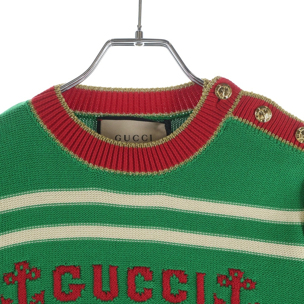 GUCCI(グッチ) フロントロゴマリンニット グリーン 691667 レディース