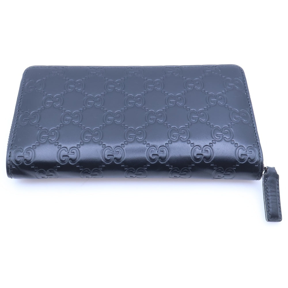 GUCCI(グッチ) グッチシマ ラウンドファスナー長財布 レザー ブラック 779833 525040