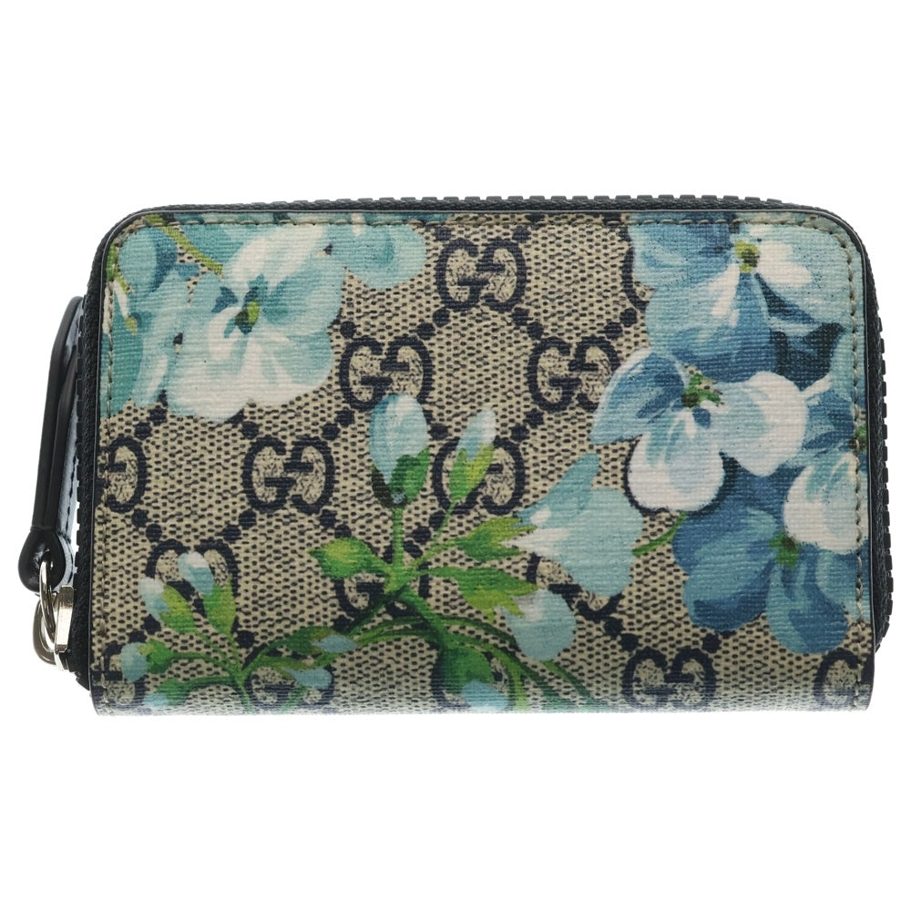 GUCCI(グッチ) GGブルームス フラワープリント コンパクトウォレット ベージュ×ブルー レザー 546354 レディース