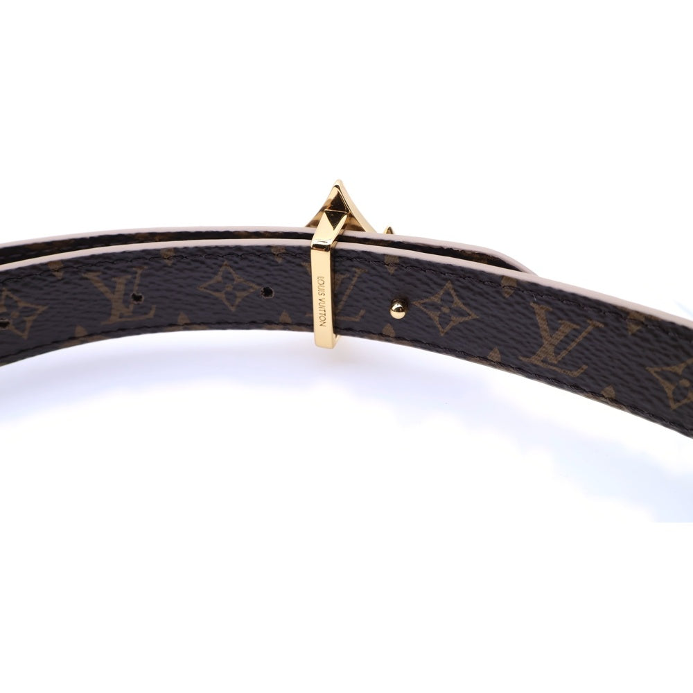 LOUIS VUITTON(ルイヴィトン) モノグラム ベルトLv フラワーグラム 20mm リバーシブル ベージュ×ブラウン レザー M4529U ゴールド金具 レディース