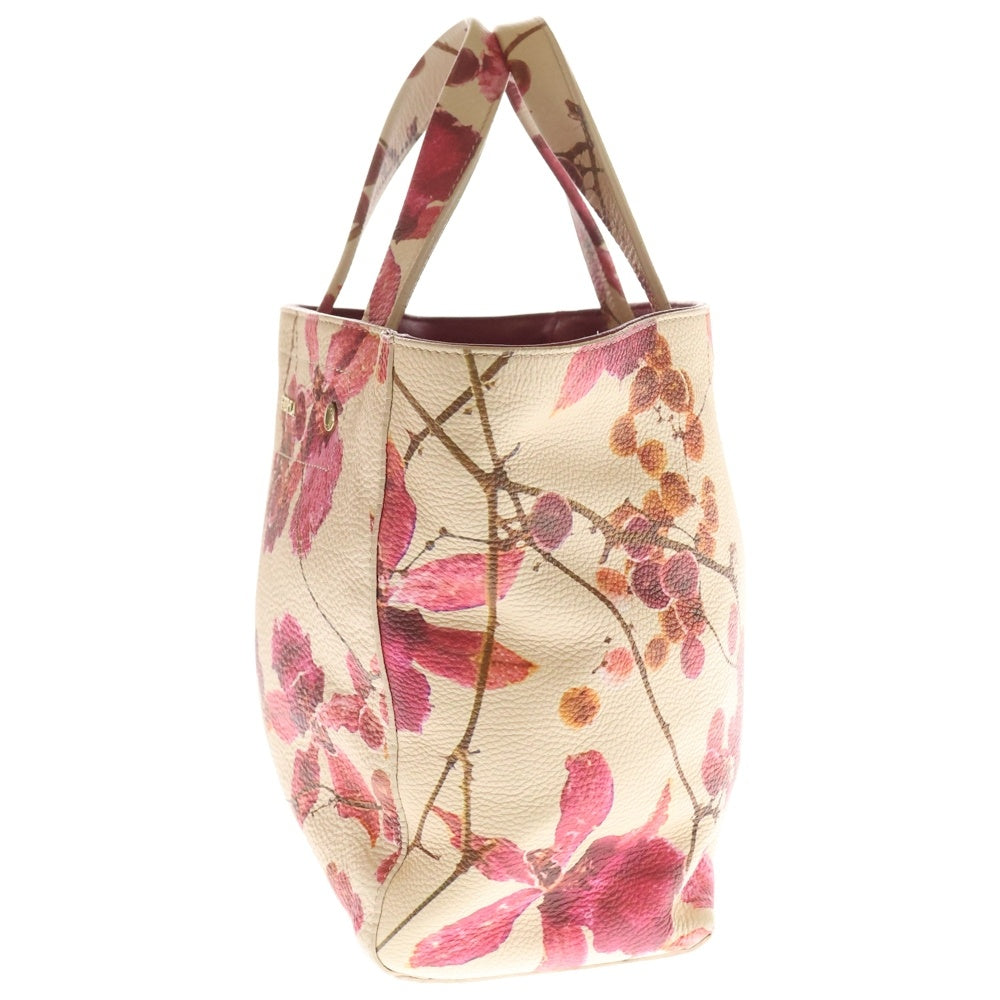 FURLA(フルラ) 花柄 レザー ハンドバッグ ベージュ