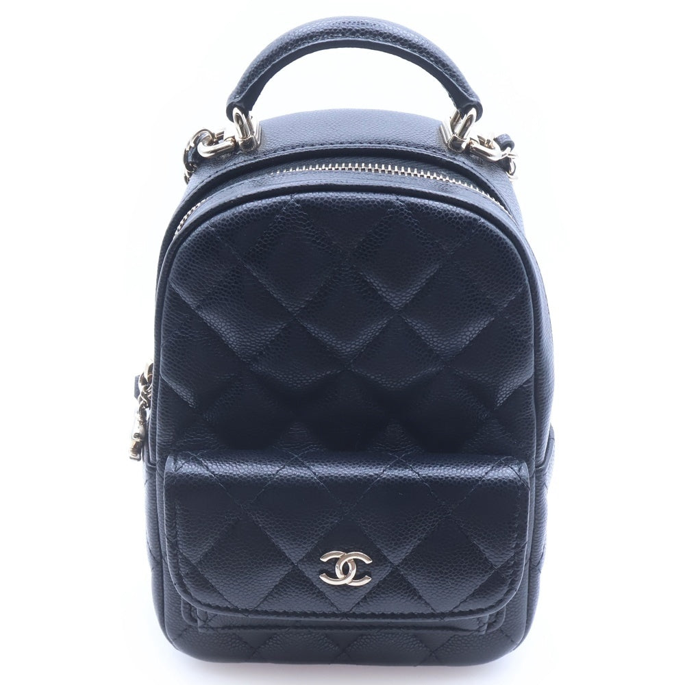 CHANEL(シャネル) マトラッセ ミニリュック ココマーク キャビアスキン レザー チェーン リュックサック バックパック ゴールド金具 ブラック AP3753