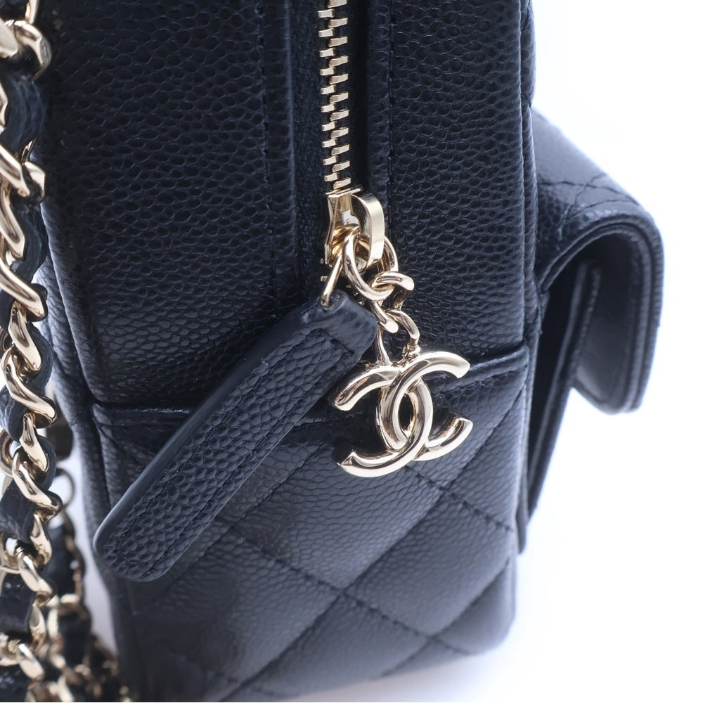 CHANEL(シャネル) マトラッセ ミニリュック ココマーク キャビアスキン レザー チェーン リュックサック バックパック ゴールド金具 ブラック AP3753