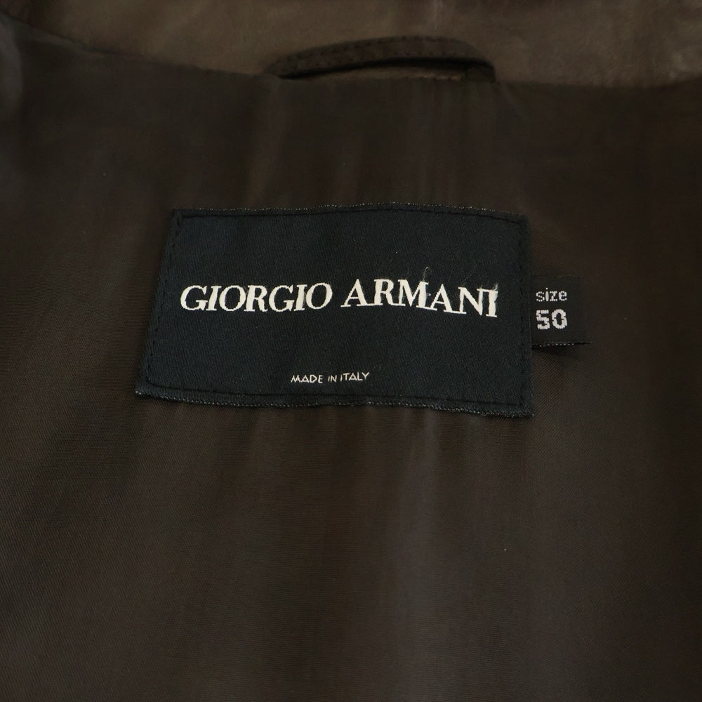 GIORGIO ARMANI(ジョルジオアルマーニ) コンビレザー ノーカラー ジップアップ ジャケット ブラウン レディース