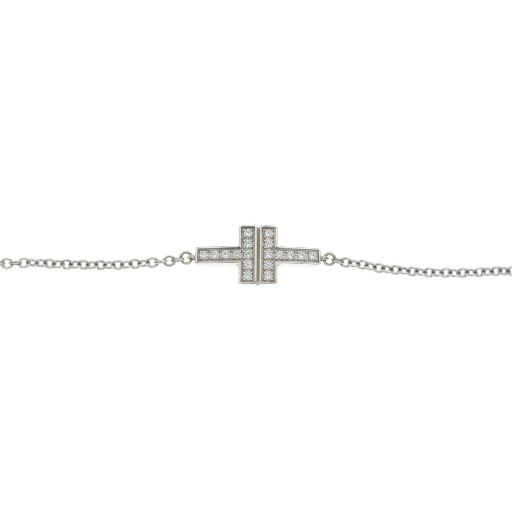 TIFFANY & Co.(ティファニー) T TWO ダイヤ ダブルチェーン ブレスレット Au750 K18 WG ホワイトゴールド レディース