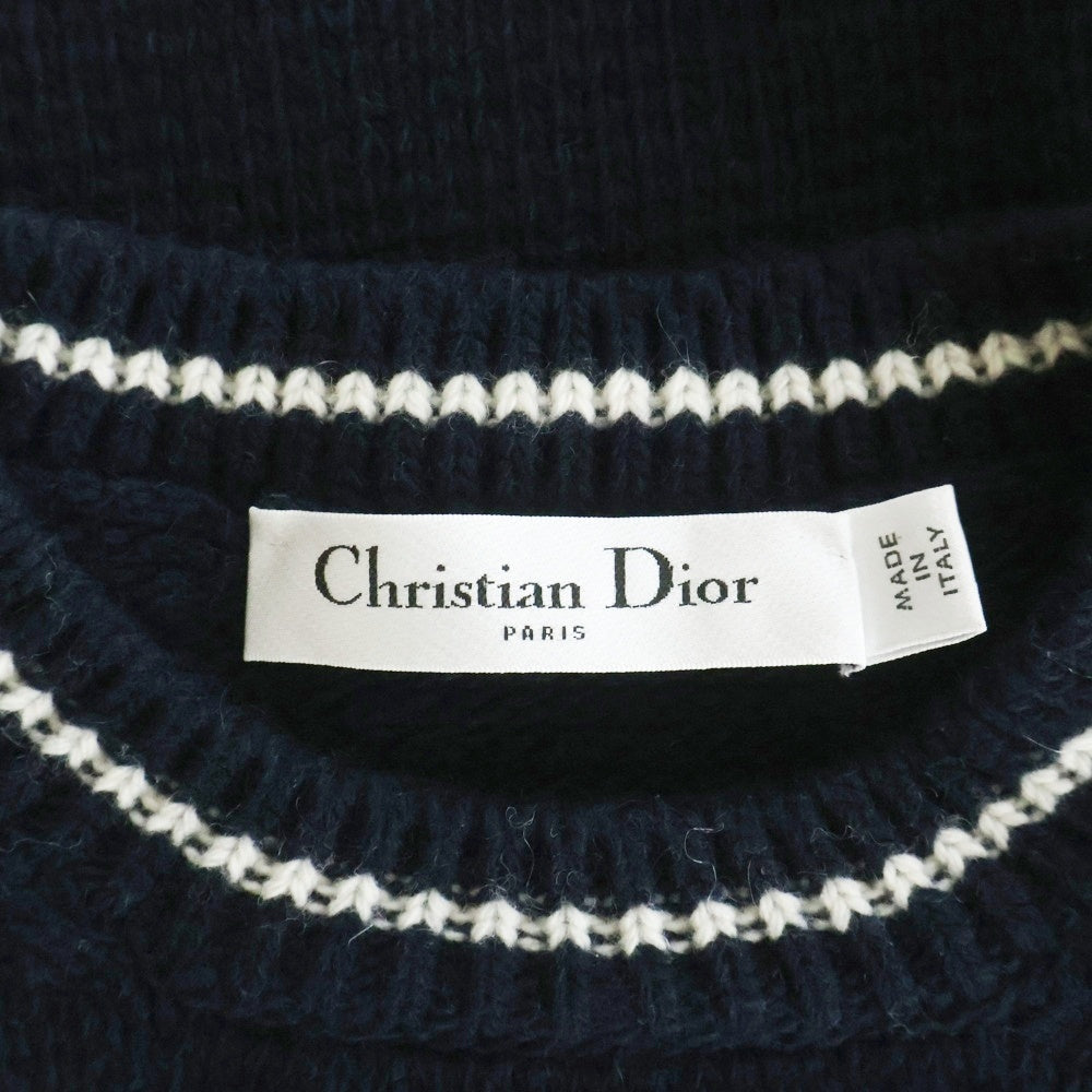 DIOR(ディオール) 22AW Logo S/S Knit Sweater ロゴショートスリーブ半袖ニット ネイビー レディース 224S09AM308