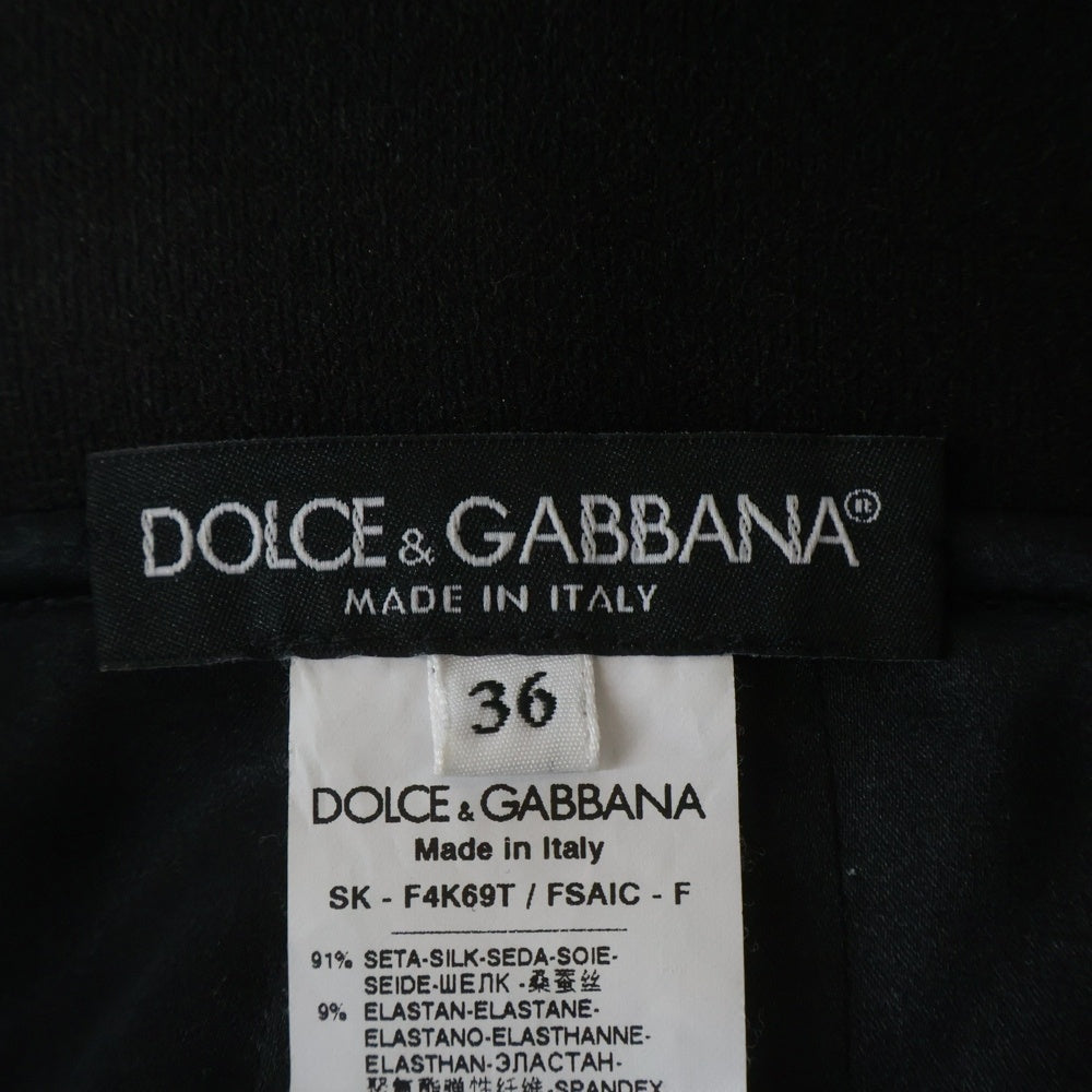 DOLCE & GABBANA(ドルチェアンドガッバーナ) フラワー総柄プリント シルク ミディアム スカート ブラック レディース F4K69T