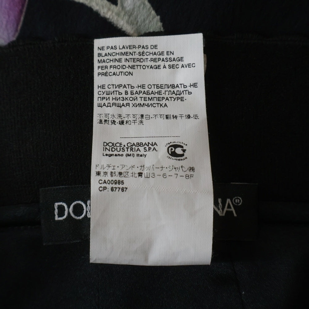 DOLCE & GABBANA(ドルチェアンドガッバーナ) フラワー総柄プリント シルク ミディアム スカート ブラック レディース F4K69T