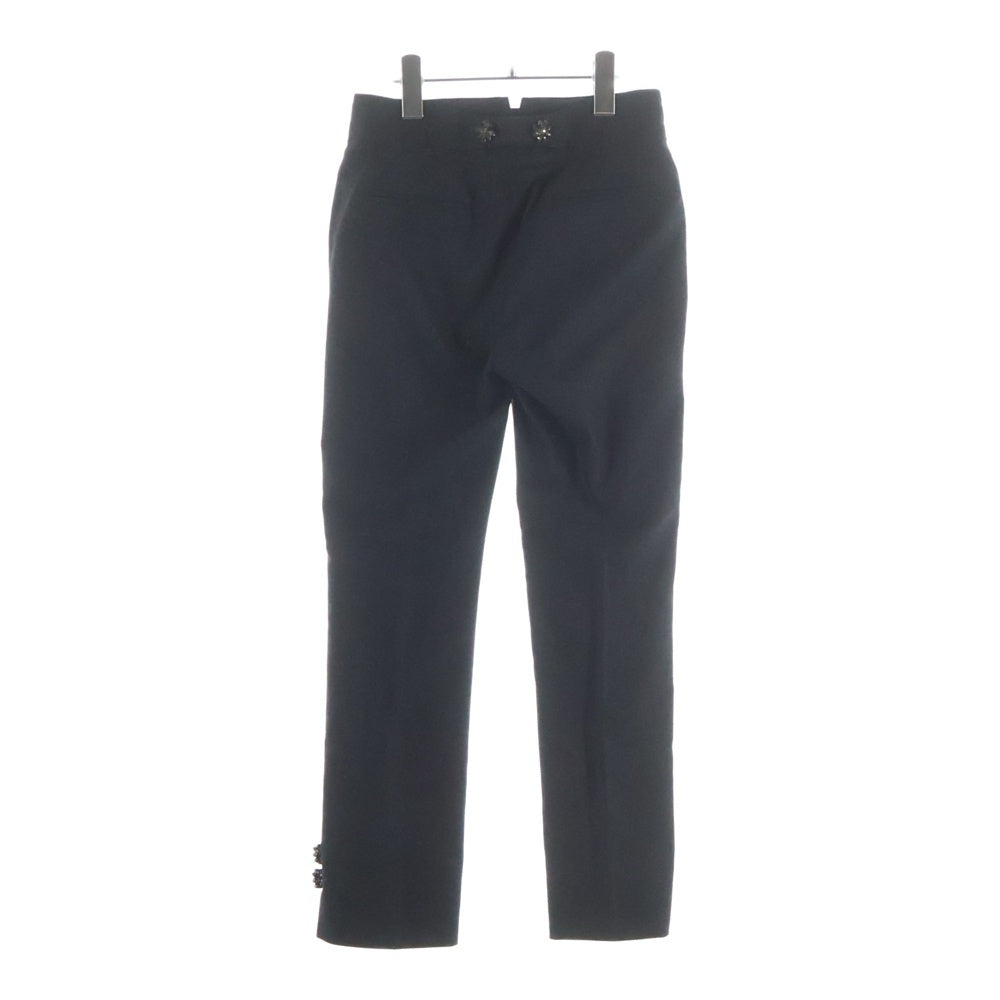 DOLCE & GABBANA(ドルチェアンドガッバーナ) ビジューボタン ウール スラックス パンツ ダークグレー レディース FT49XT