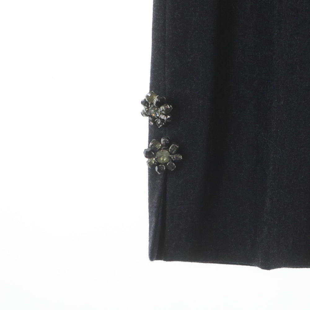 DOLCE & GABBANA(ドルチェアンドガッバーナ) ビジューボタン ウール スラックス パンツ ダークグレー レディース FT49XT