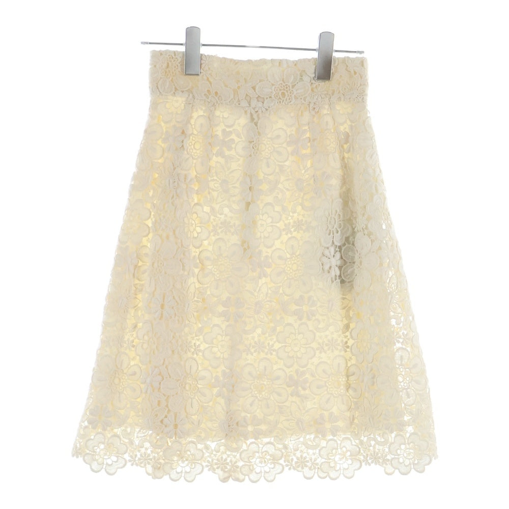 DOLCE & GABBANA(ドルチェアンドガッバーナ) 花柄レース ミディアム フレア スカート アイボリー レディース F4W07T