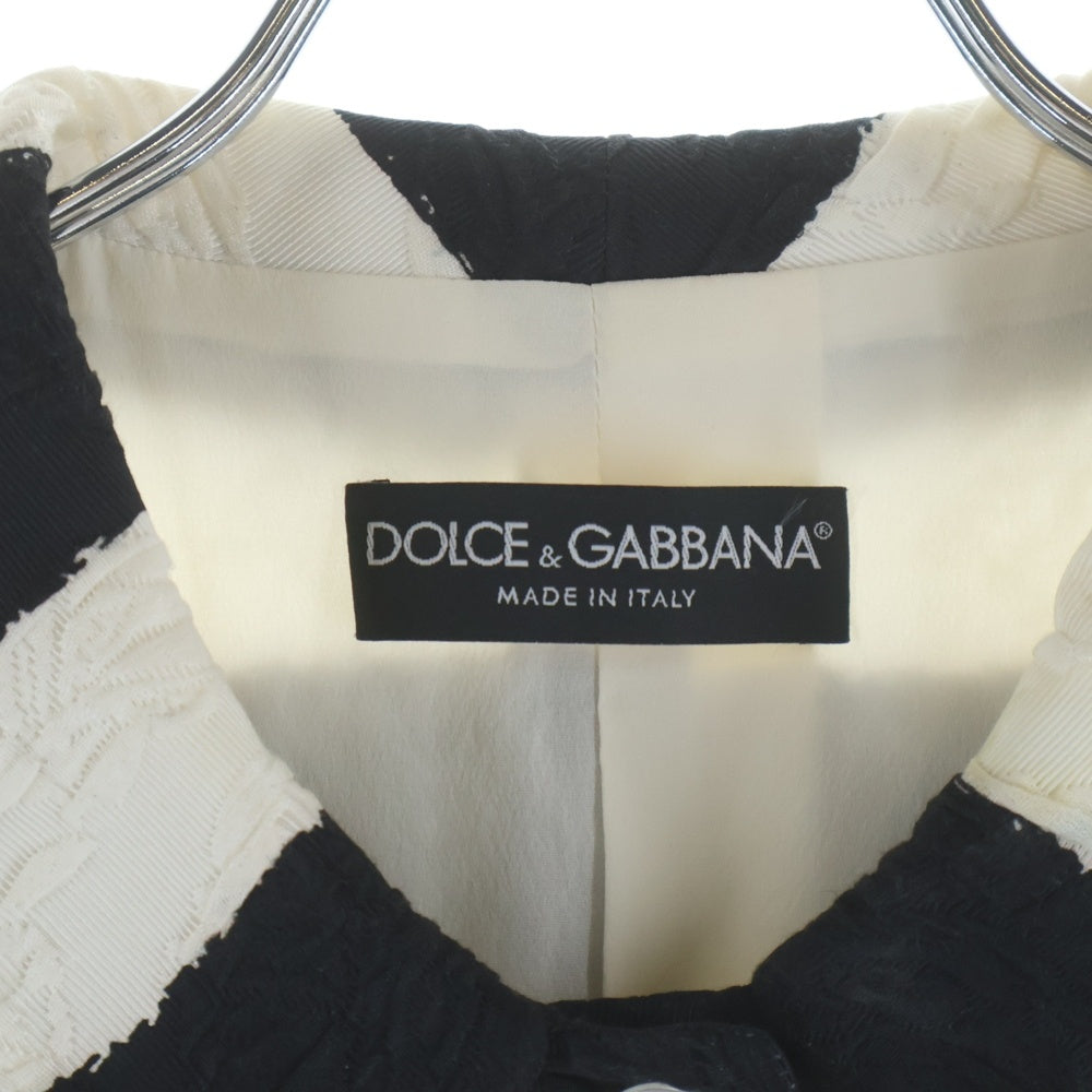 DOLCE & GABBANA(ドルチェアンドガッバーナ) フラワー柄ジャガード ボーダー総柄 5B ジャケット ホワイト/ブラック レディース F263HT