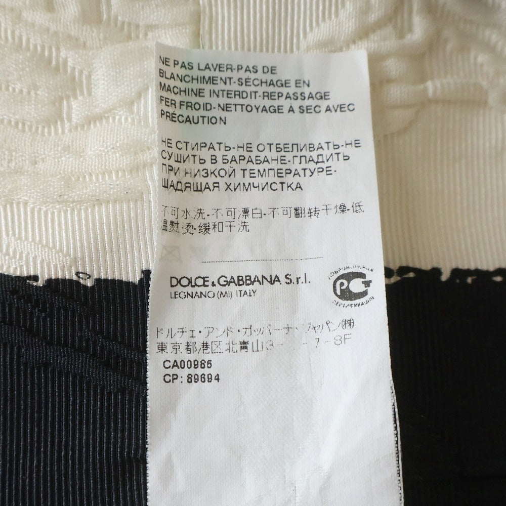 DOLCE & GABBANA(ドルチェアンドガッバーナ) フラワー柄ジャガード ボーダー総柄 5B ジャケット ホワイト/ブラック レディース F263HT