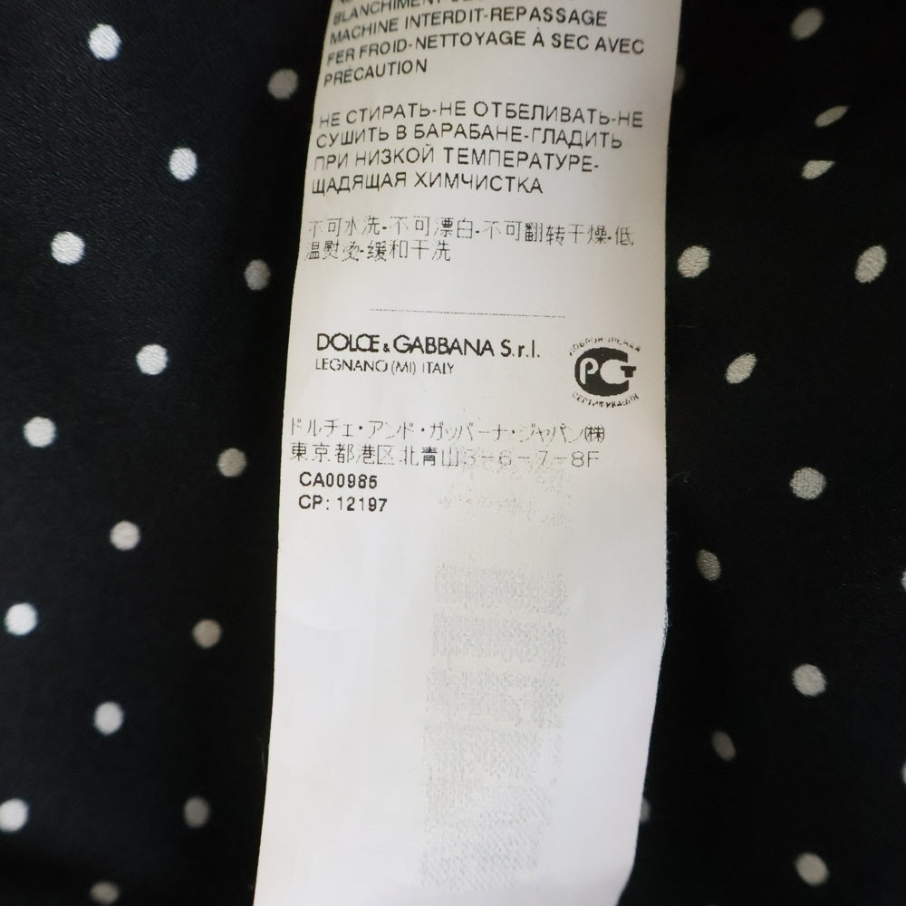 DOLCE & GABBANA(ドルチェアンドガッバーナ) レース切り替え Vネック ボタンデザイン プリーツ ワンピース ドレス ブラック レディース F6GZ9T