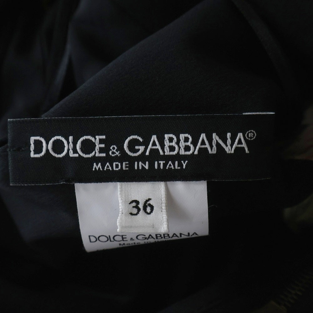 DOLCE & GABBANA(ドルチェアンドガッバーナ) フラワー総柄プリント ボタンデザイン ショートスリーブ ワンピース ブラック レディース F64X6Z