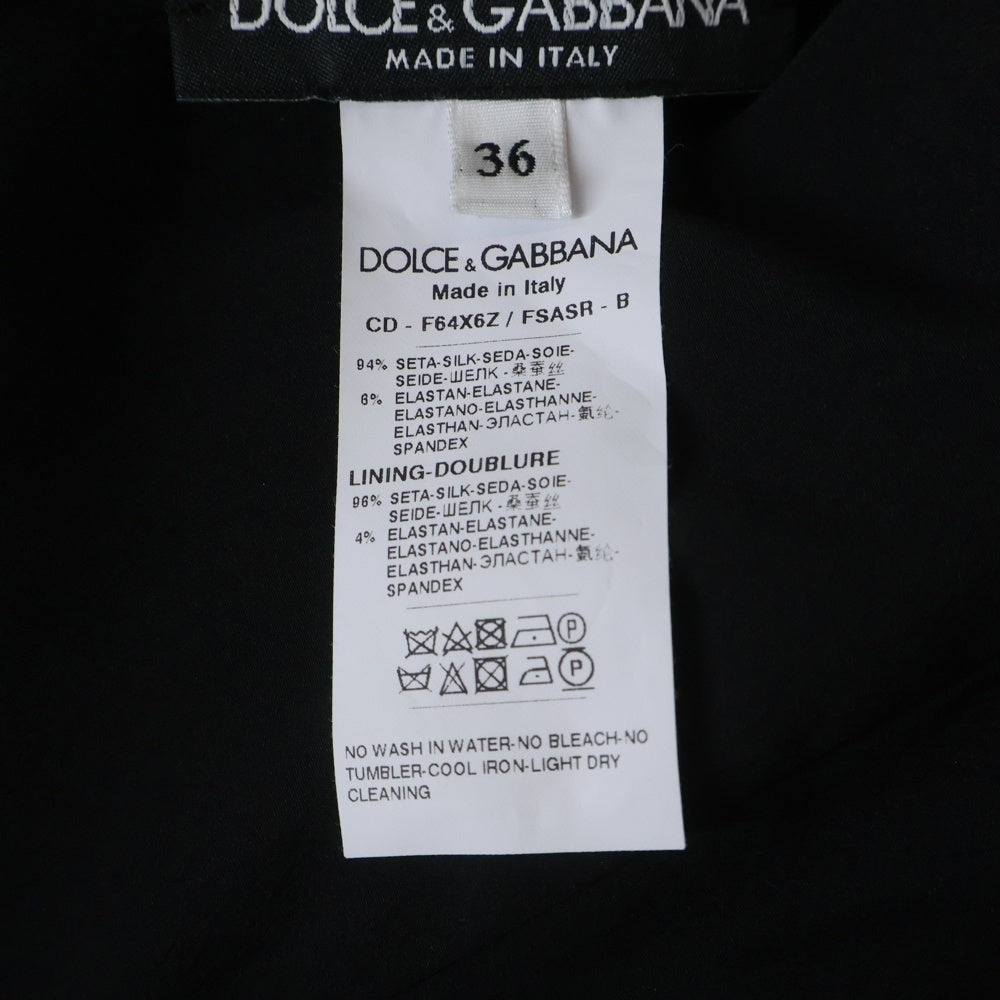 DOLCE & GABBANA(ドルチェアンドガッバーナ) フラワー総柄プリント ボタンデザイン ショートスリーブ ワンピース ブラック レディース F64X6Z