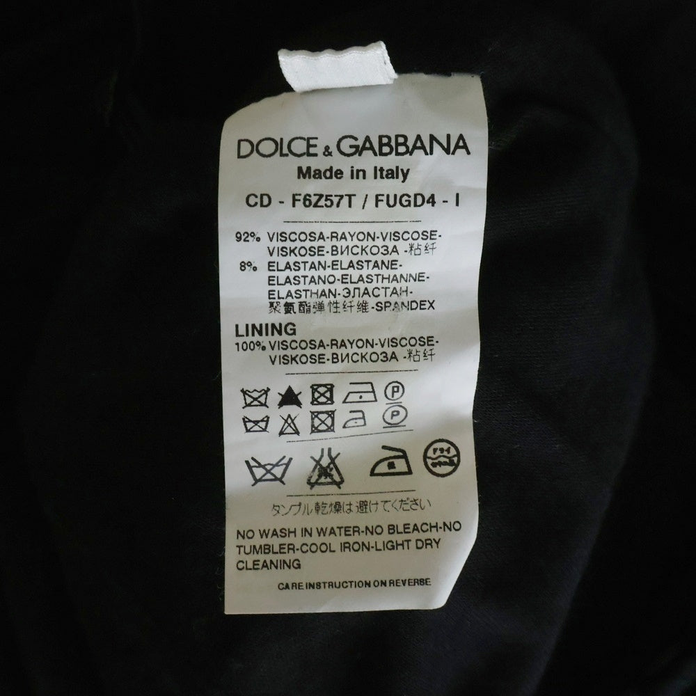 DOLCE & GABBANA(ドルチェアンドガッバーナ) ギャザーデザイン ビスコース 長袖 ワンピース ドレス ブラック レディース F6Z57T