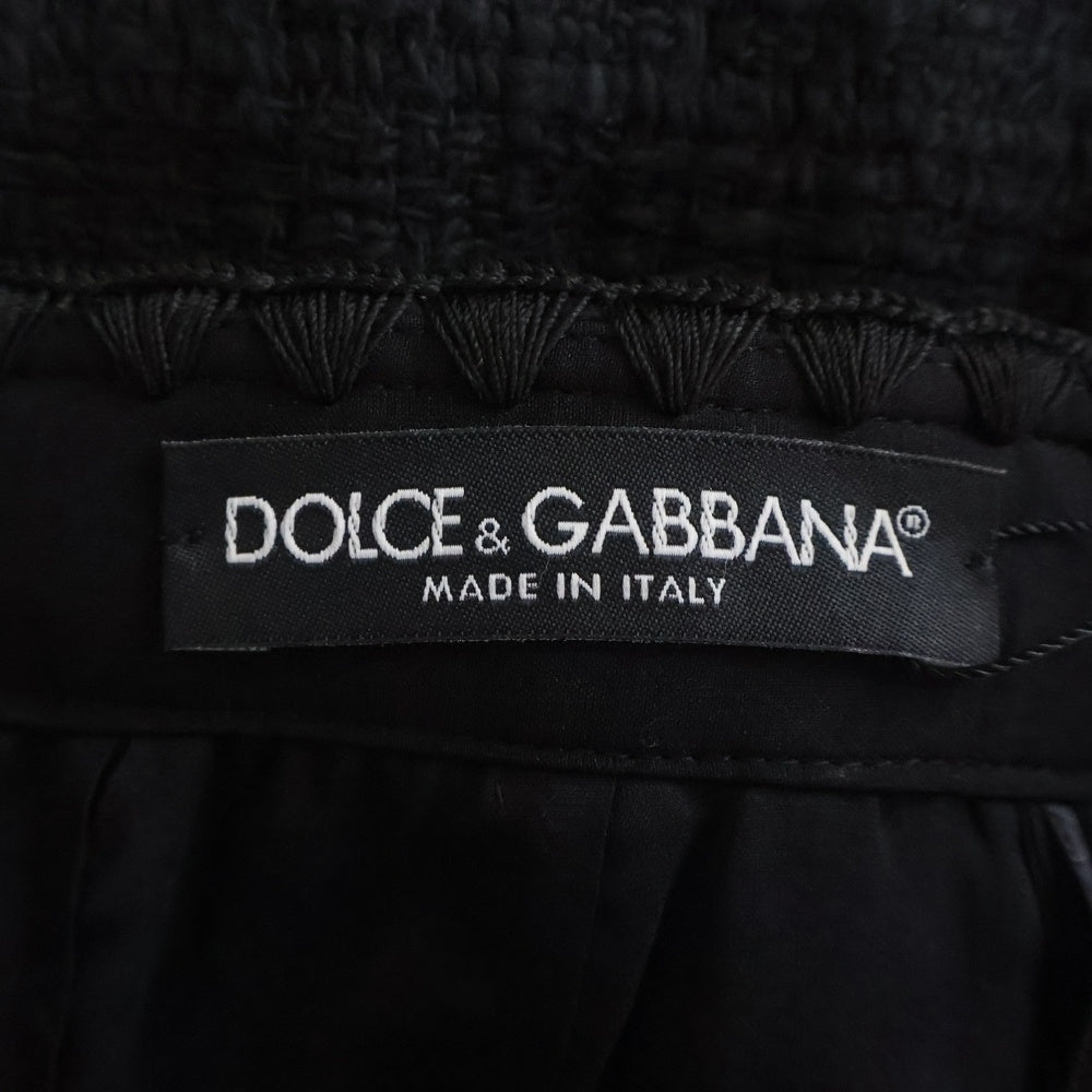 DOLCE & GABBANA(ドルチェアンドガッバーナ) ウール ツイード ミディアム スカート ブラック レディース F4P05T