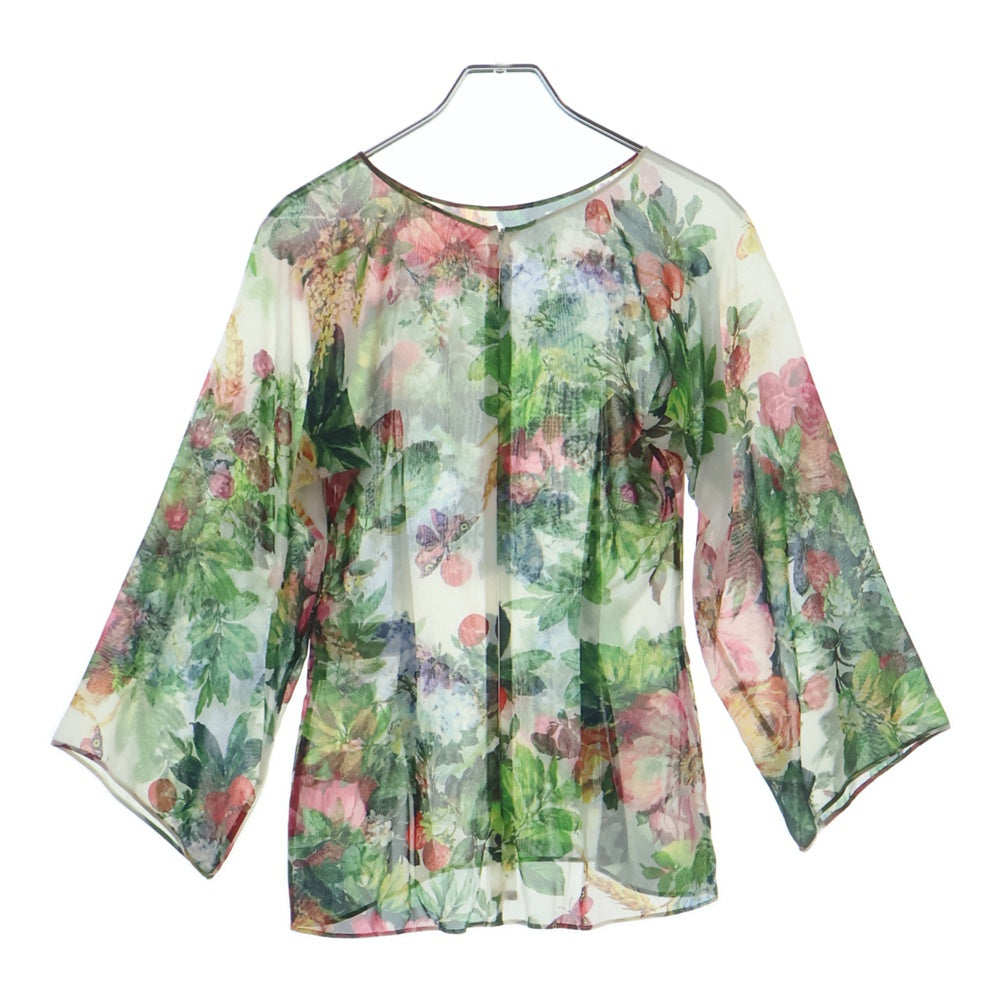 DOLCE & GABBANA(ドルチェアンドガッバーナ) フラワー総柄プリント シルク 長袖トップス ホワイト レディース F789VT