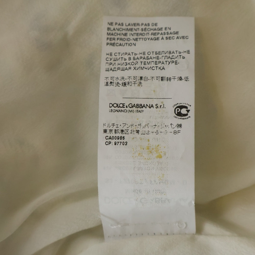 DOLCE & GABBANA(ドルチェアンドガッバーナ) フラワー総柄プリント ジャガード ビジューボタン ショートスリーブ 丸襟 ステンカラージャケット ライトブルー レディース F270PT