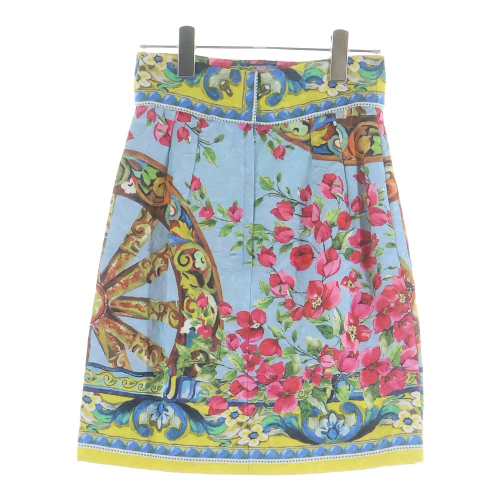 DOLCE & GABBANA(ドルチェアンドガッバーナ) フラワー総柄プリント ミディアム スカート ライトブルー レディース F4T30T