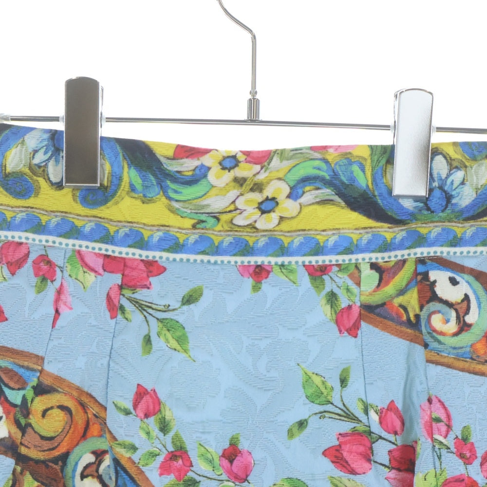 DOLCE & GABBANA(ドルチェアンドガッバーナ) フラワー総柄プリント ミディアム スカート ライトブルー レディース F4T30T