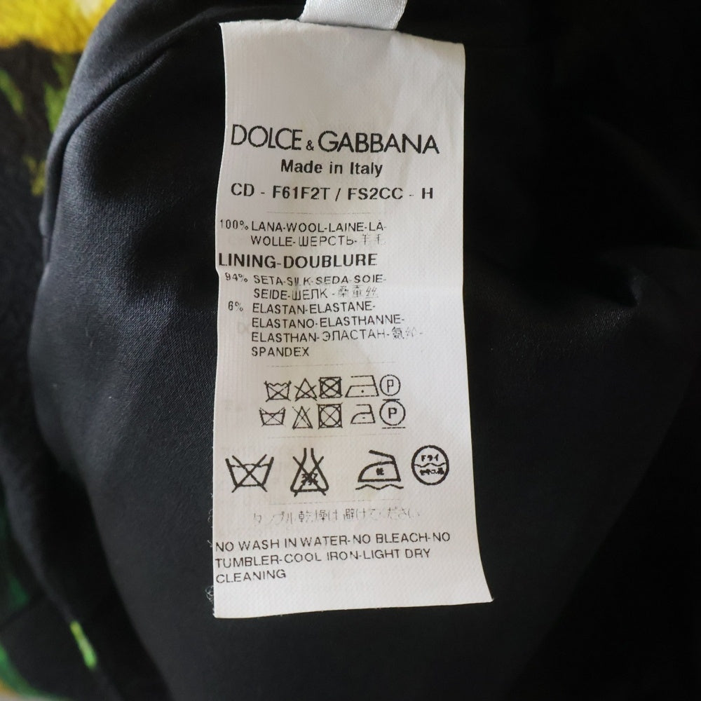 DOLCE & GABBANA(ドルチェアンドガッバーナ) フラワー チューリップ総柄プリント ノースリーブワンピース ブラック/イエロー レディース F61F2T