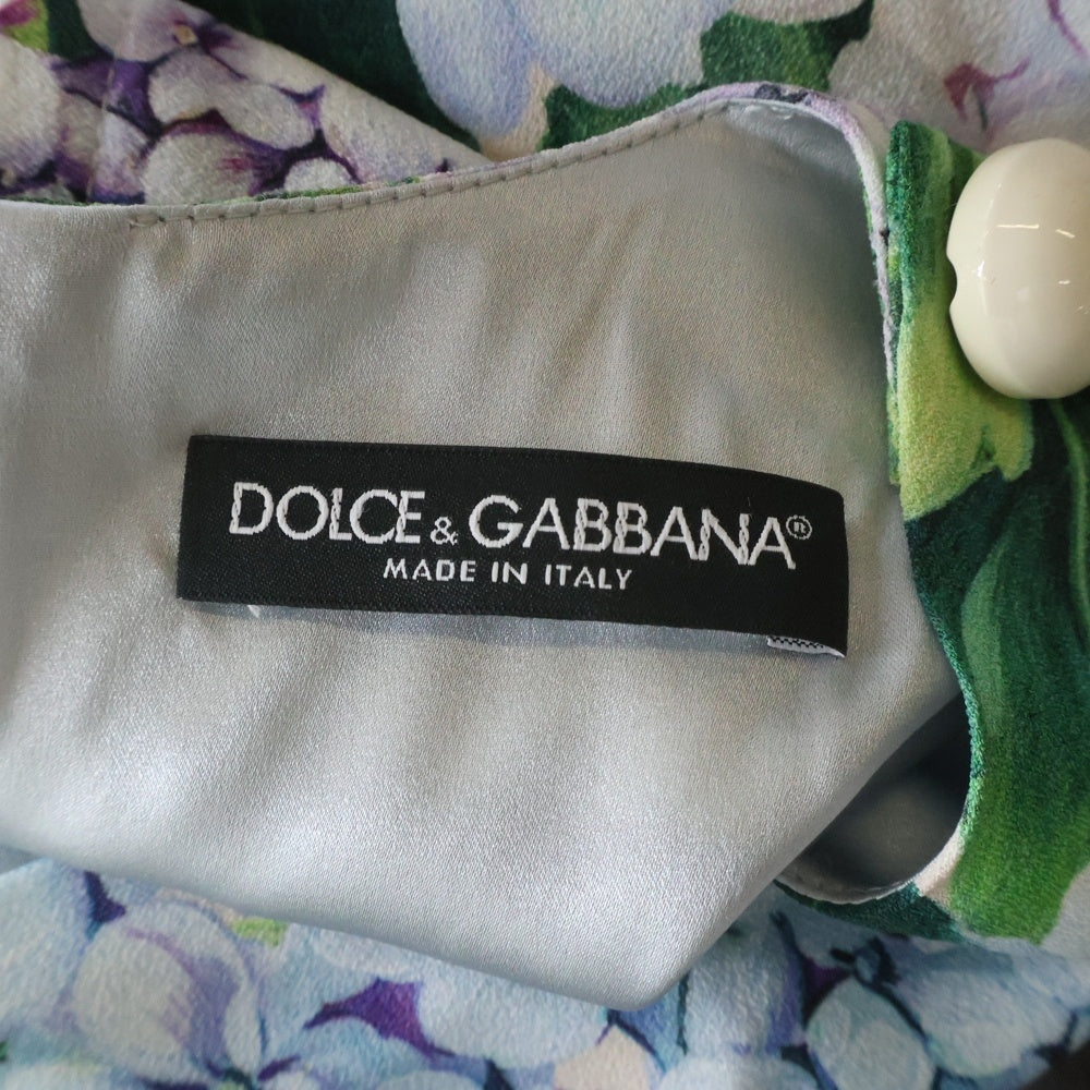 DOLCE & GABBANA(ドルチェアンドガッバーナ) フラワー アジサイ総柄プリント ノースリーブワンピース グリーン レディース F65E1T