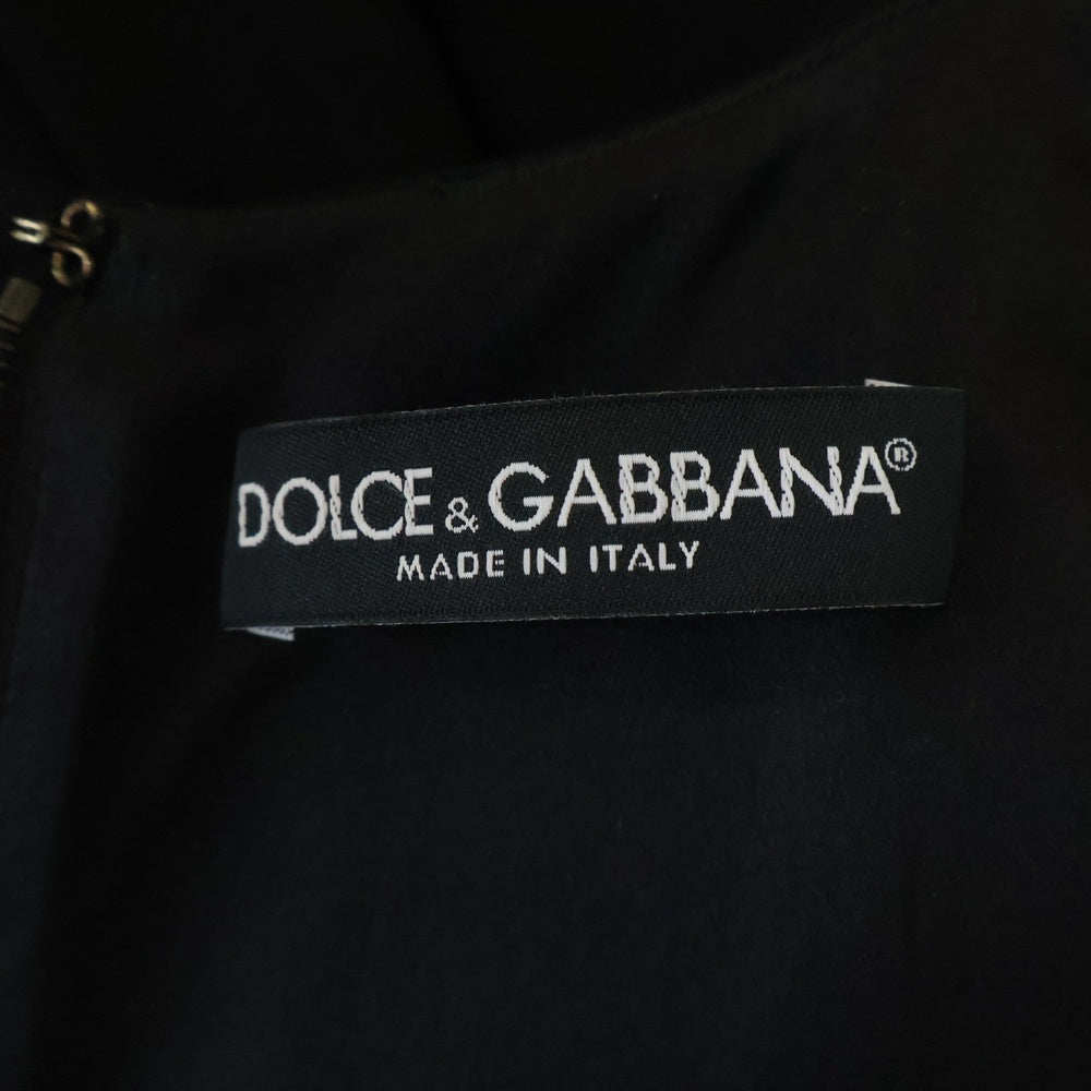 DOLCE & GABBANA(ドルチェアンドガッバーナ) ROMA ワッペン スパンコール刺繍 ハーフスリーブ ワンピース ブラック レディース F6WP4Z