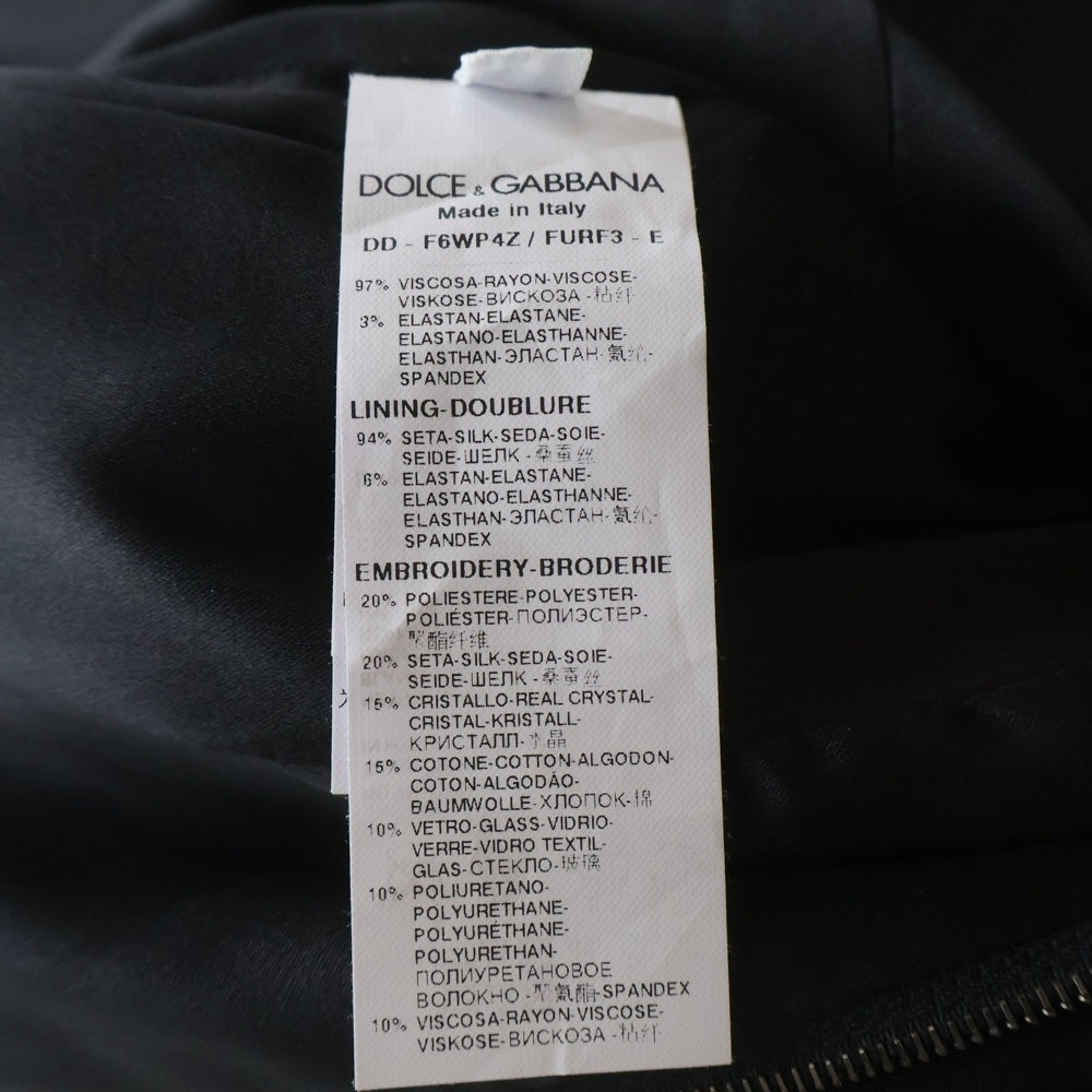 DOLCE & GABBANA(ドルチェアンドガッバーナ) ROMA ワッペン スパンコール刺繍 ハーフスリーブ ワンピース ブラック レディース F6WP4Z