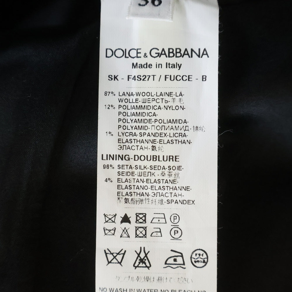 DOLCE & GABBANA(ドルチェアンドガッバーナ) ウール ミディアム タイト スカート ブラック レディース F4S27T