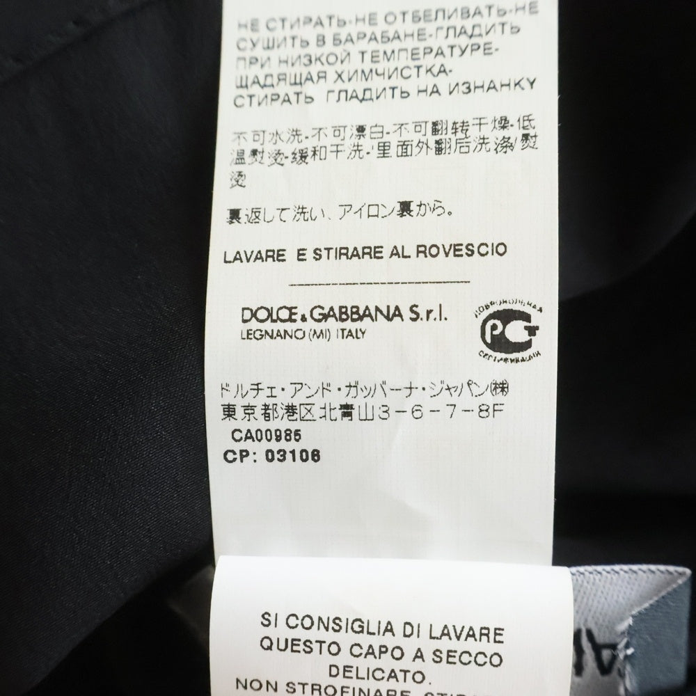 DOLCE & GABBANA(ドルチェアンドガッバーナ) エンブレム フラワー刺繍 シルク 長袖トップス ブラック レディース F7O55T